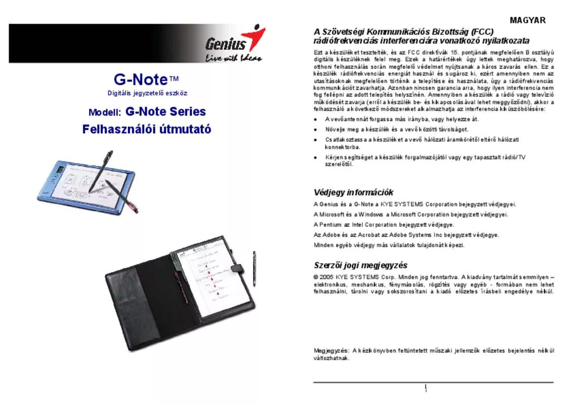 Mode d'emploi GENIUS G-NOTE 7100