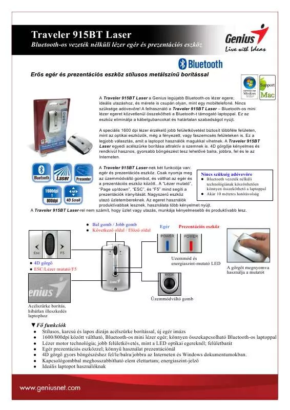 Mode d'emploi GENUIS TRAVELER 915BT LASER