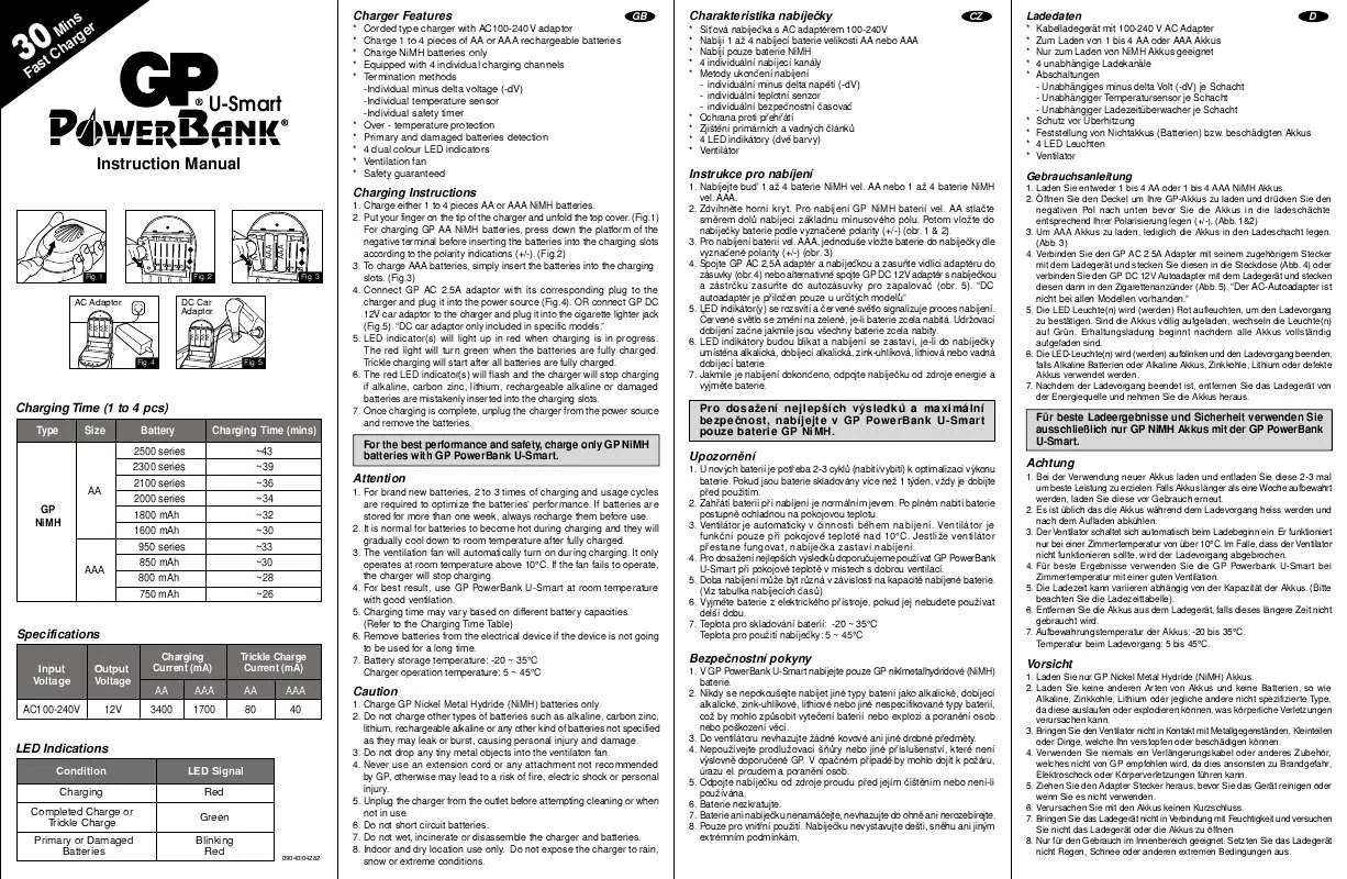 Mode d'emploi GP BATTERIES U-SMART POWERBANK