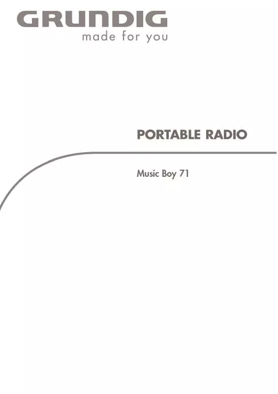 Mode d'emploi GRUNDIG MUSIC BOY 71