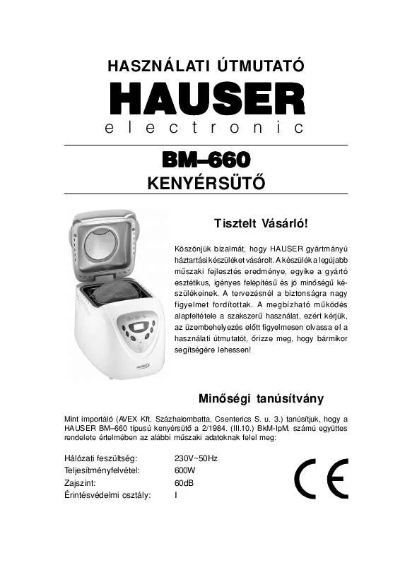 Mode d'emploi HAUSER BM-660