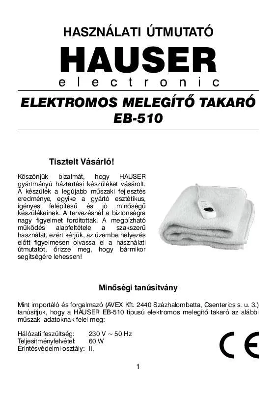Mode d'emploi HAUSER EB-510