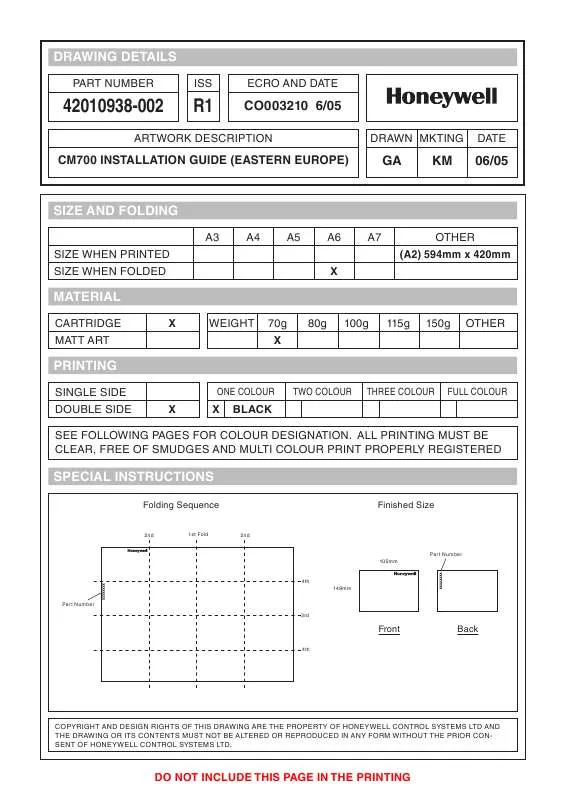 Mode d'emploi HONEYWELL CM701