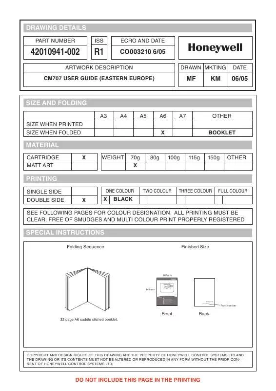 Mode d'emploi HONEYWELL CM707