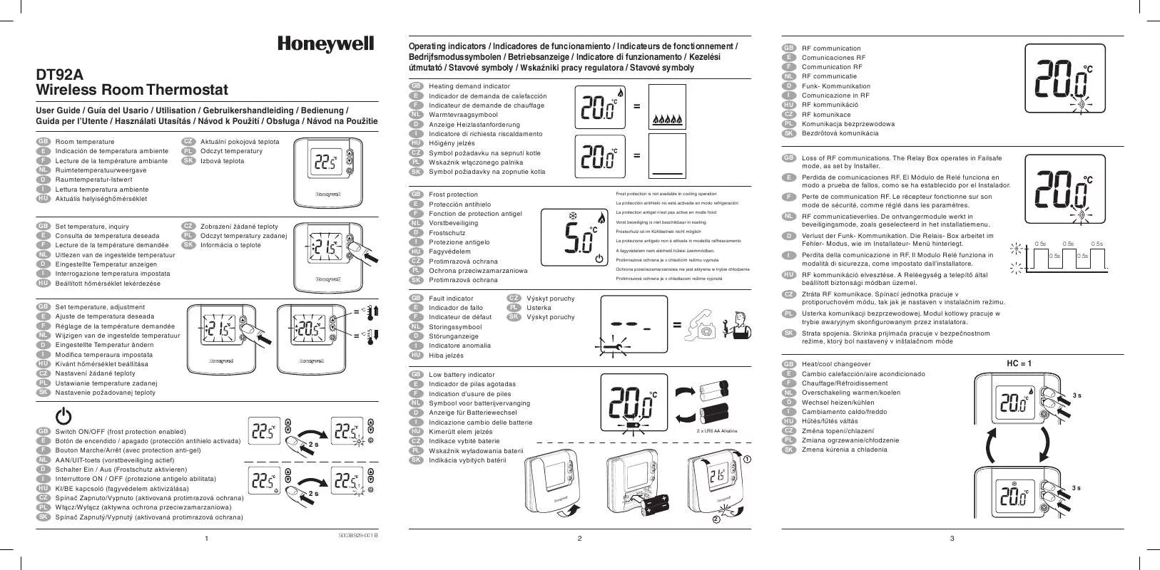 Mode d'emploi HONEYWELL DT92A