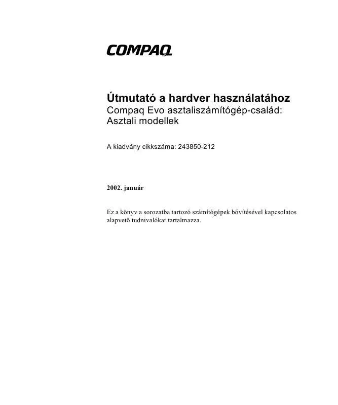 Mode d'emploi HP COMPAQ EVO D300 DESKTOP