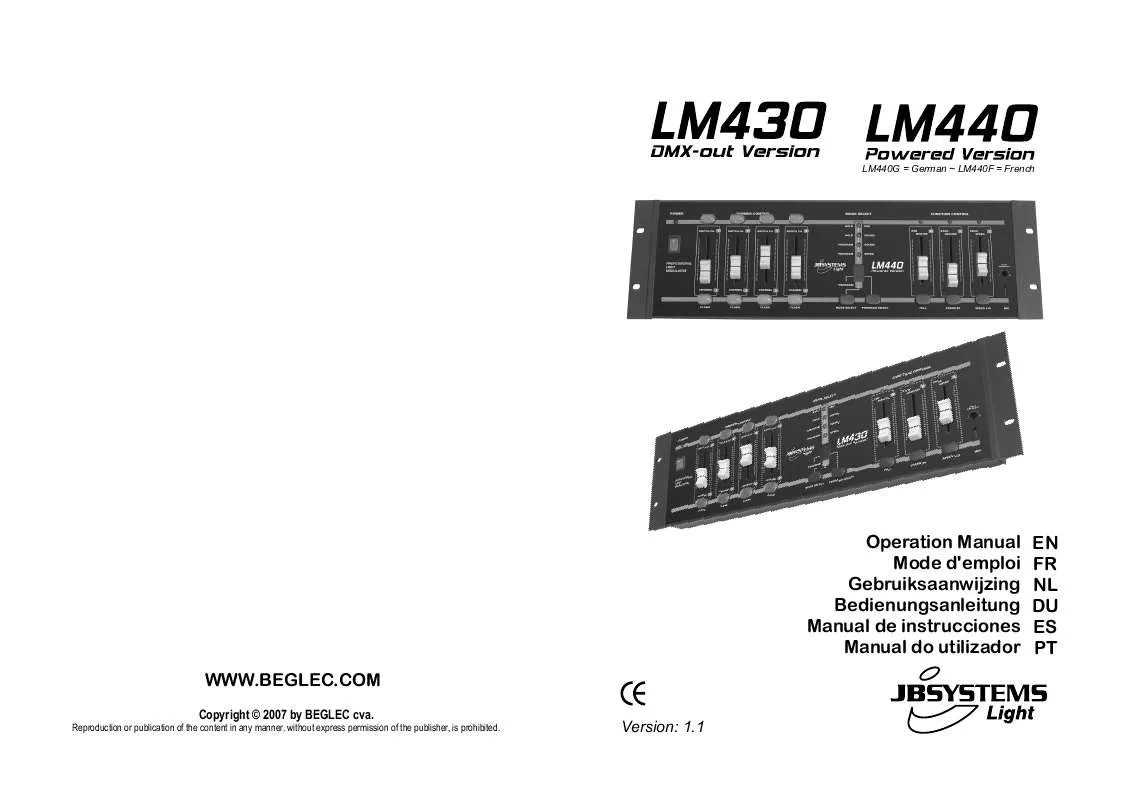 Mode d'emploi JBSYSTEMS LM 430