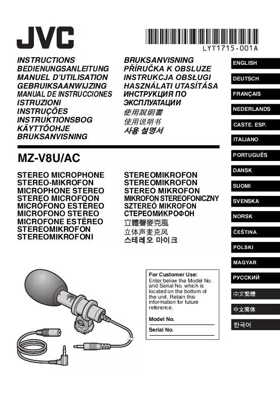 Mode d'emploi JVC MZ-V8U-AC