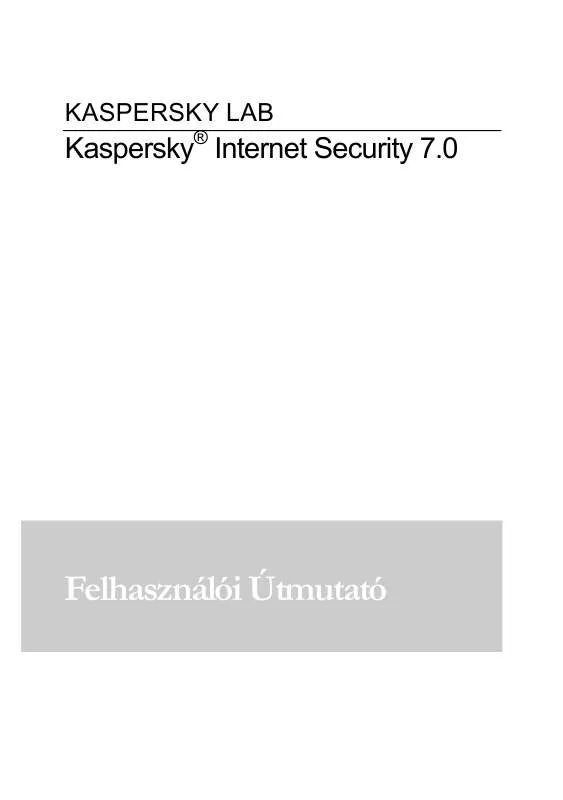 Mode d'emploi KASPERSKY LAB INTERNET SECURITY 7.0