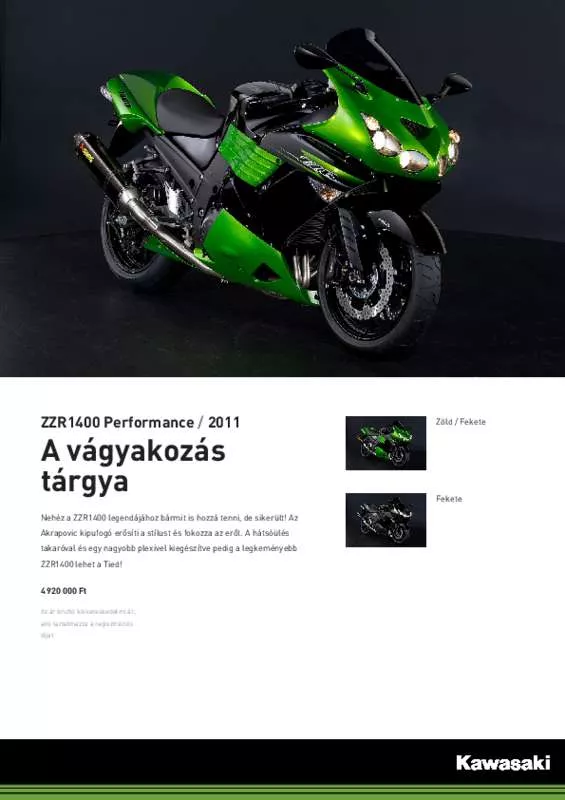 Mode d'emploi KAWASAKI ZZR 1400 PERFORMANCE