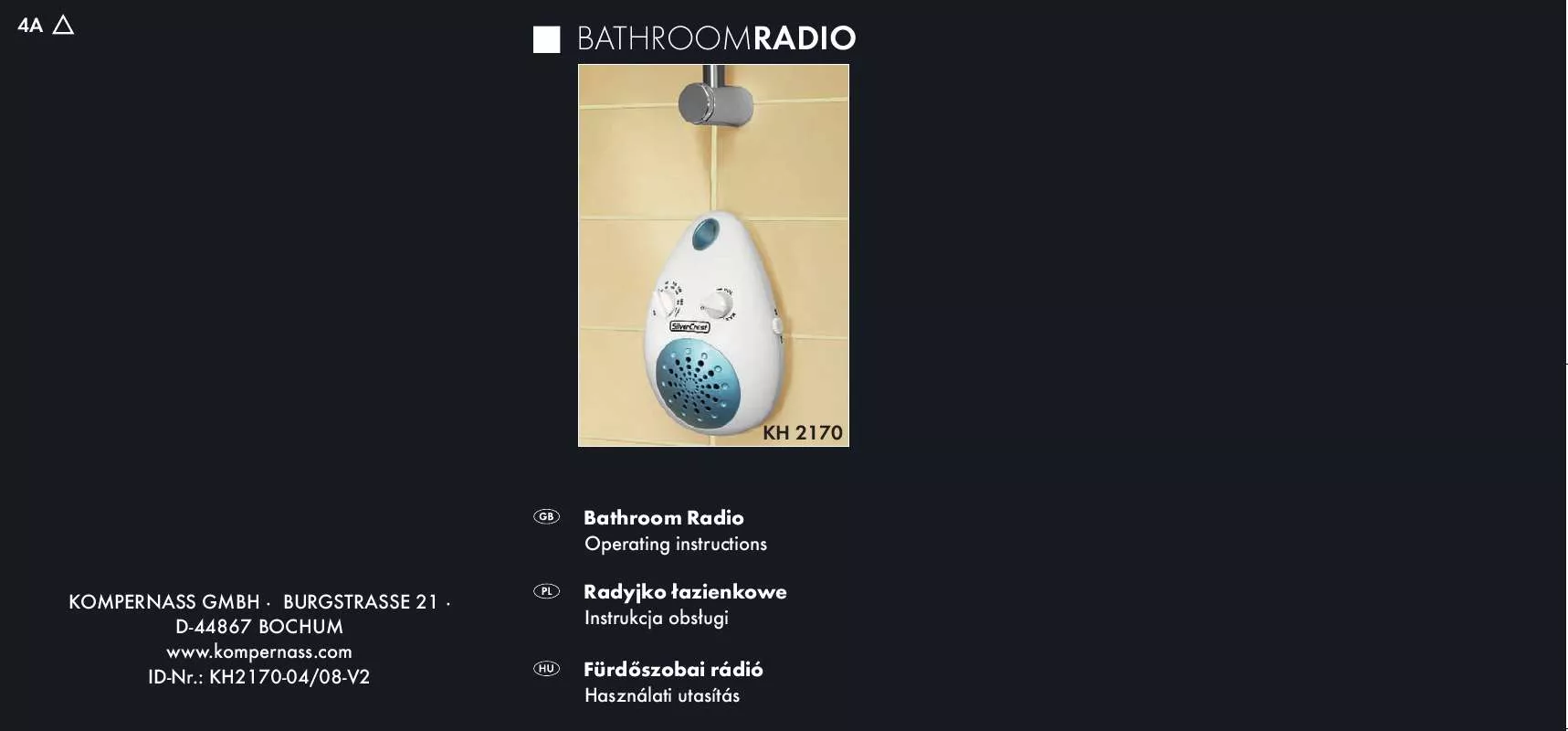 Mode d'emploi KOMPERNASS KH 2170 BATHROOM RADIO