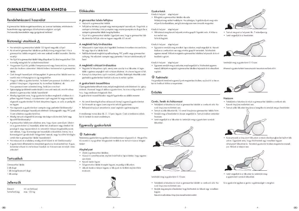 Mode d'emploi KOMPERNASS KH 4216 GYM BALL