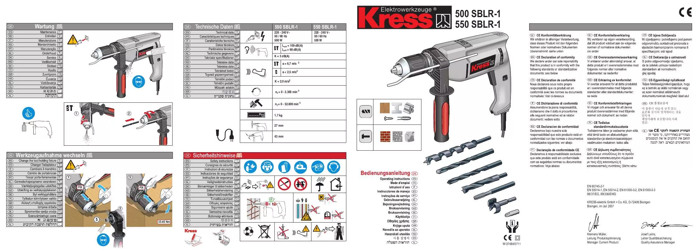 Mode d'emploi KRESS 550 SBLR-1