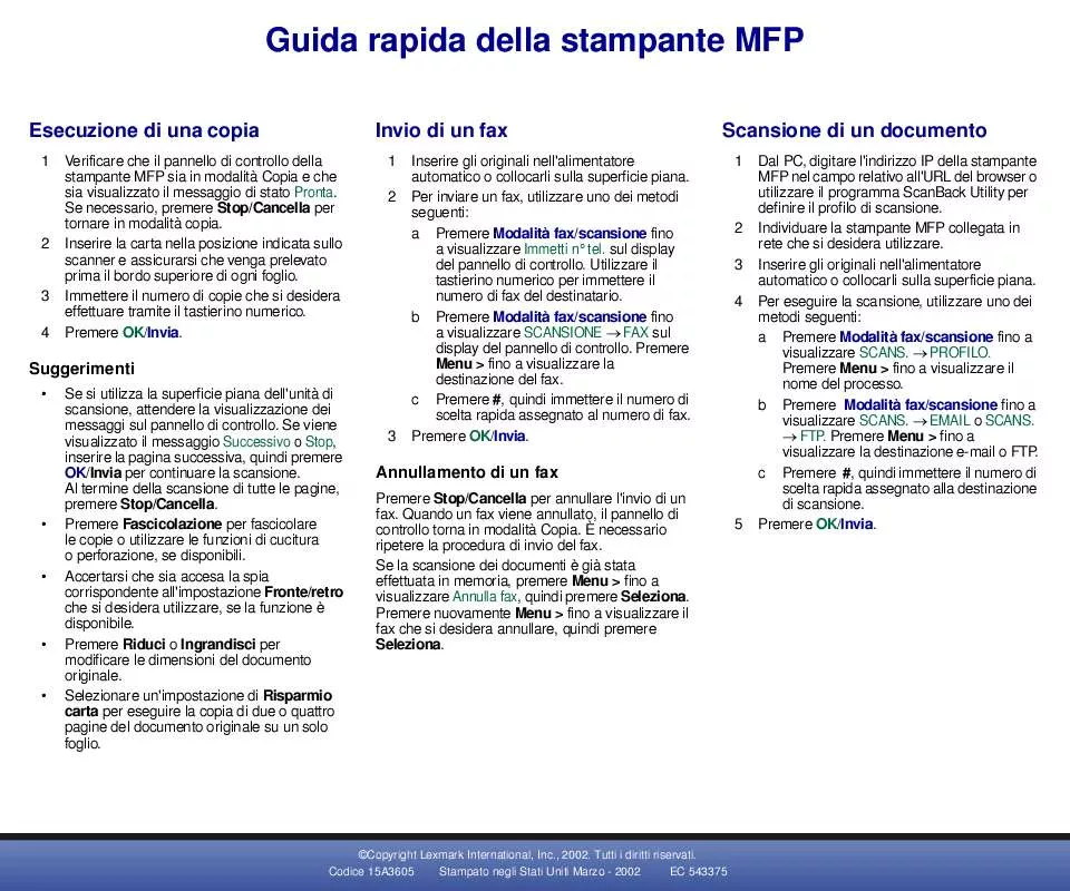 Mode d'emploi LEXMARK 3100 MFP OPTION