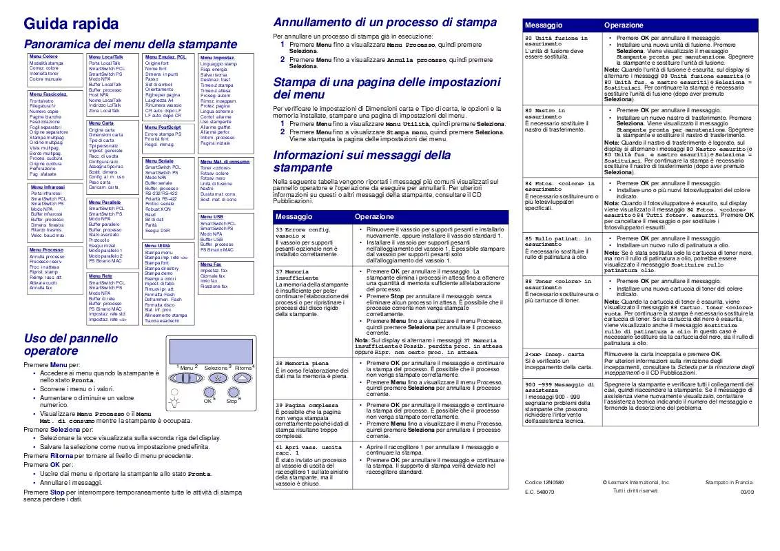 Mode d'emploi LEXMARK C912