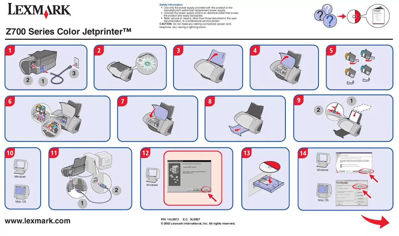 Mode d'emploi LEXMARK Z738