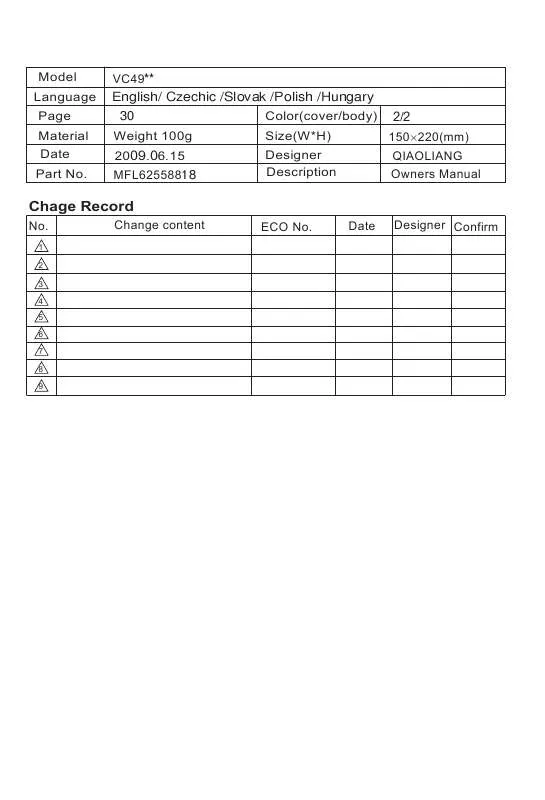 Mode d'emploi LG V-C4916NNT