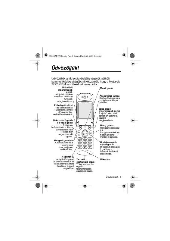 Mode d'emploi MOTOROLA T722I