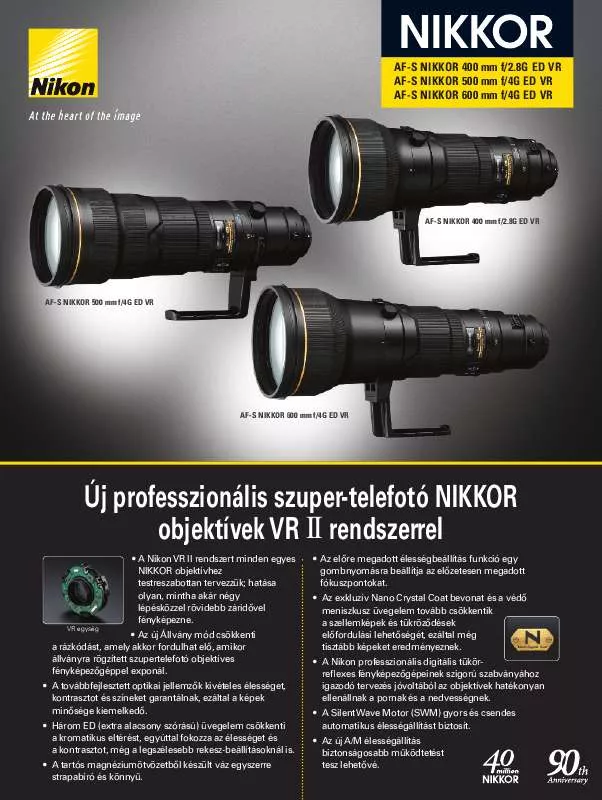 Mode d'emploi NIKON 600MM F4G ED VR AF-S NIKKOR