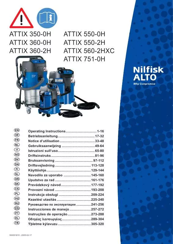 Mode d'emploi NILFISK ATTIX 350-0H