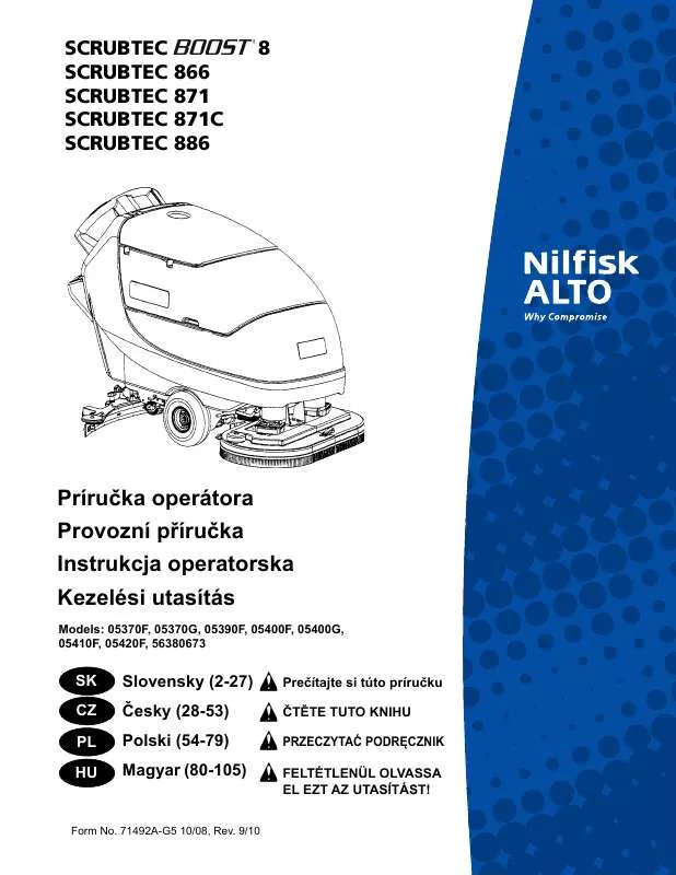 Mode d'emploi NILFISK SCRUBTEC 886