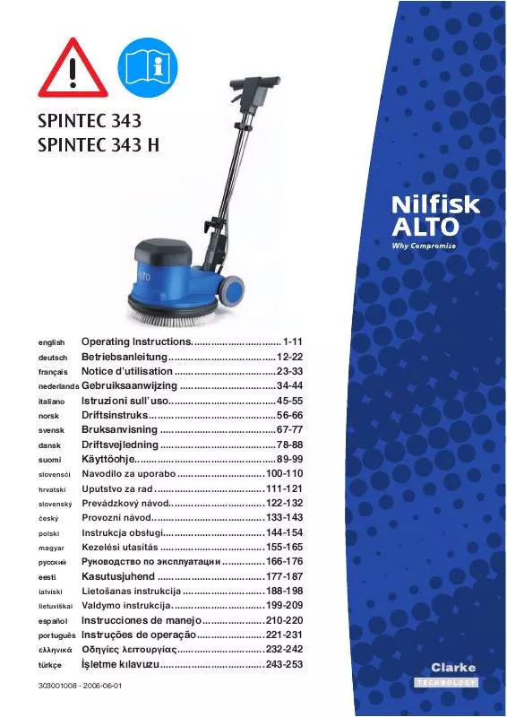 Mode d'emploi NILFISK SPINTEC 343 H