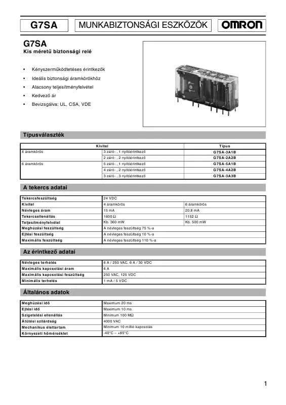 Mode d'emploi OMRON G7SA