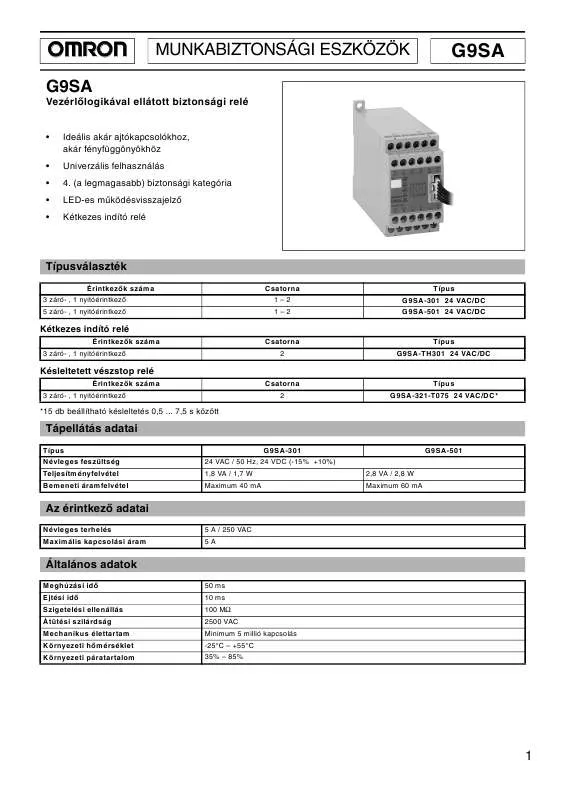 Mode d'emploi OMRON G9SA