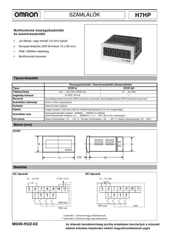 Mode d'emploi OMRON H7HP