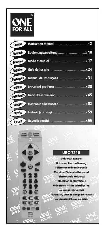 Mode d'emploi ONEFORALL URC 7210