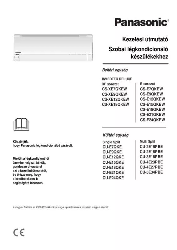 Mode d'emploi PANASONIC CS-E18QKEW