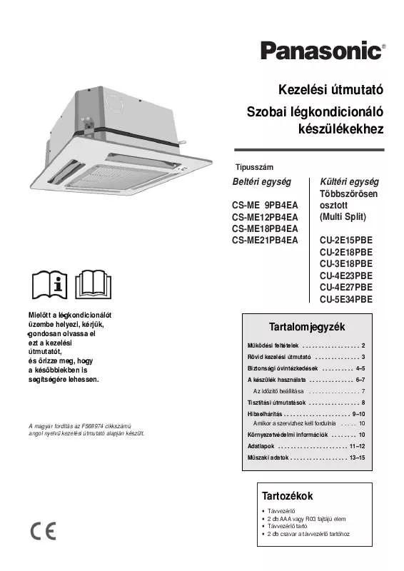 Mode d'emploi PANASONIC CS-ME21PB4EA