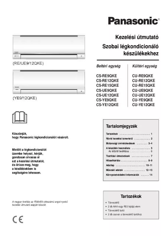 Mode d'emploi PANASONIC CS-RE15QKE