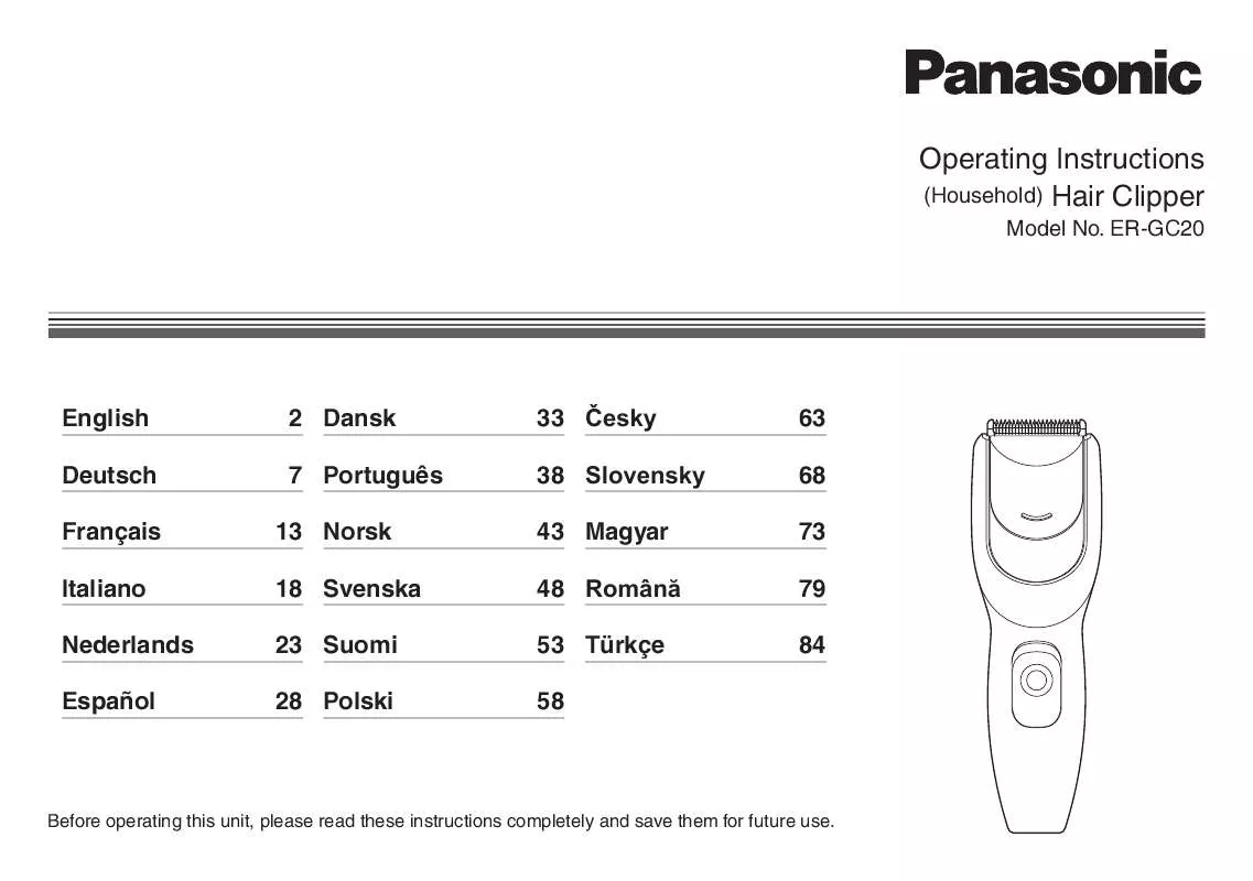 Mode d'emploi PANASONIC ER-GC20