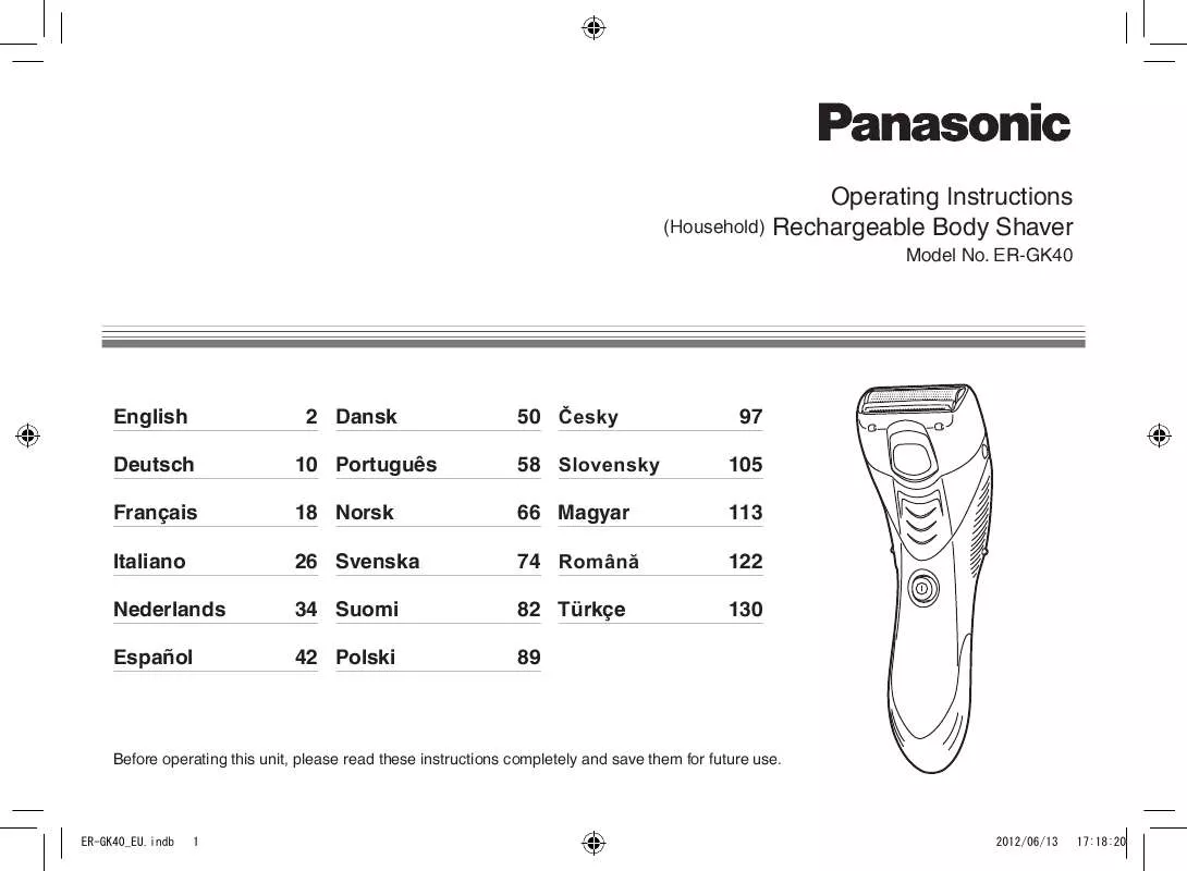 Mode d'emploi PANASONIC ER-GK40