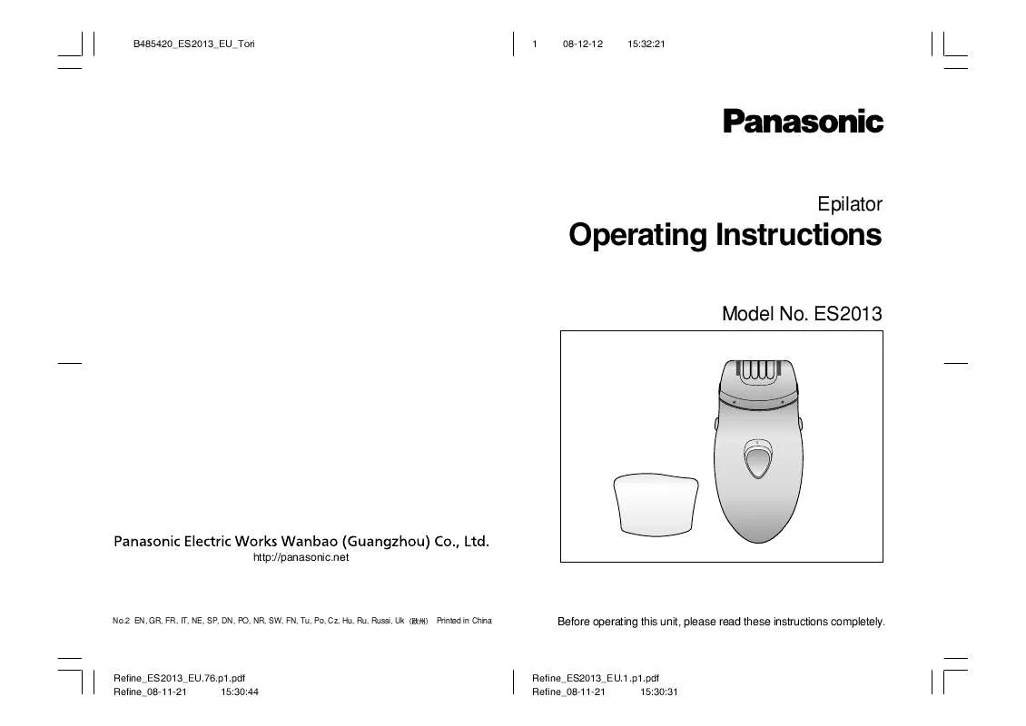 Mode d'emploi PANASONIC ES2013