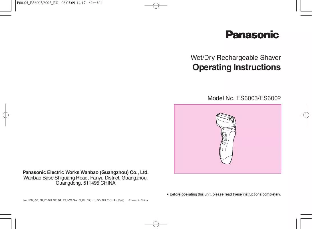 Mode d'emploi PANASONIC ES6002