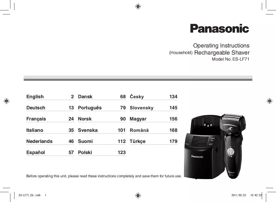 Mode d'emploi PANASONIC ESL-F71