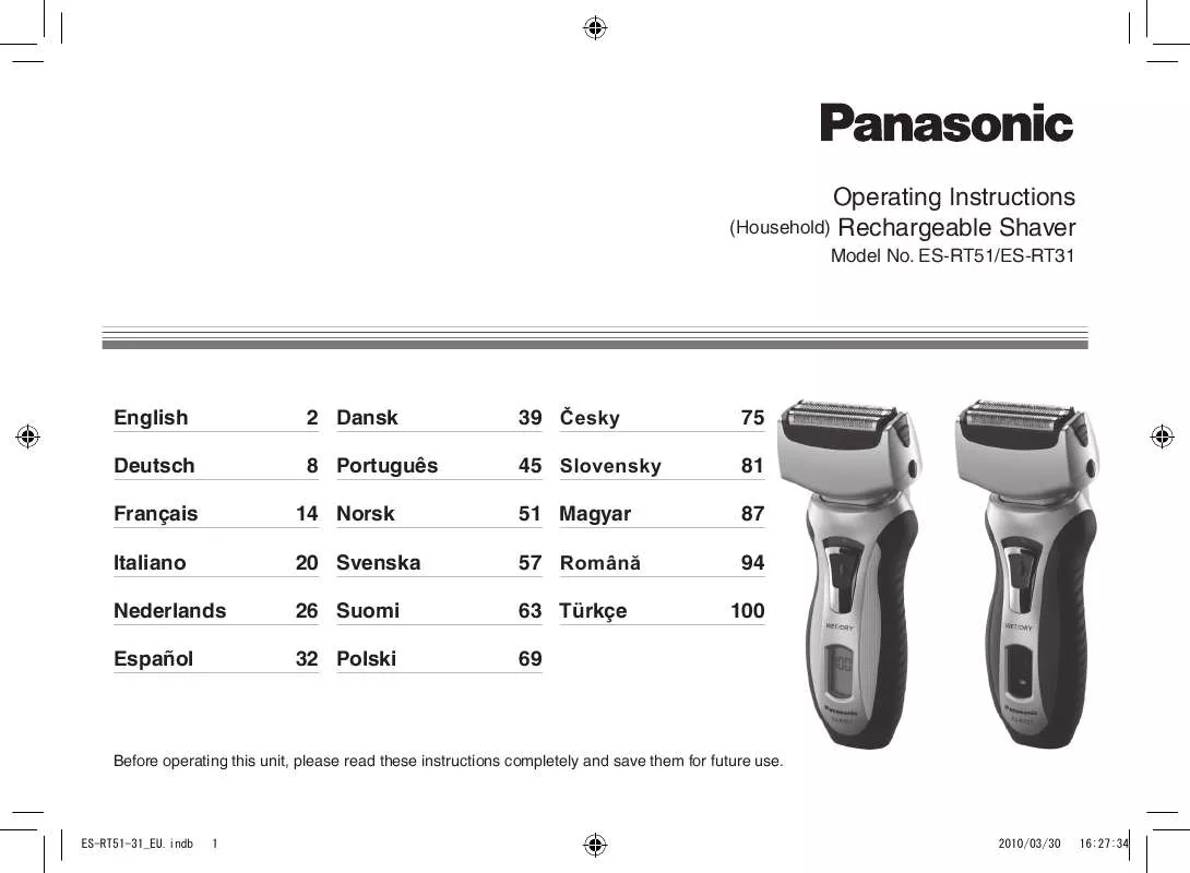 Mode d'emploi PANASONIC ES-RT51