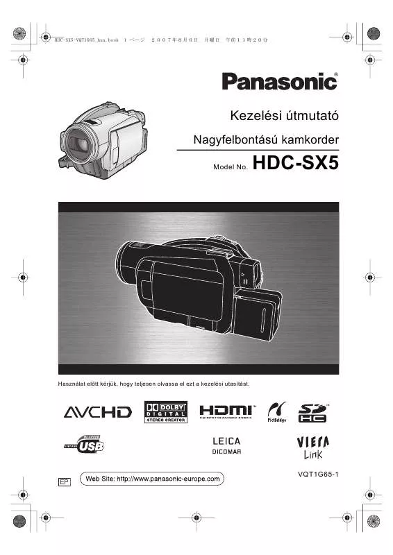 Mode d'emploi PANASONIC HDC-SX5
