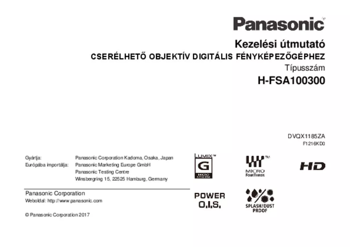 Mode d'emploi PANASONIC HFSA100300