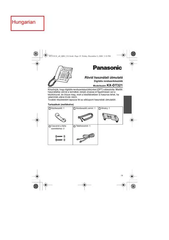 Mode d'emploi PANASONIC KX-DT321