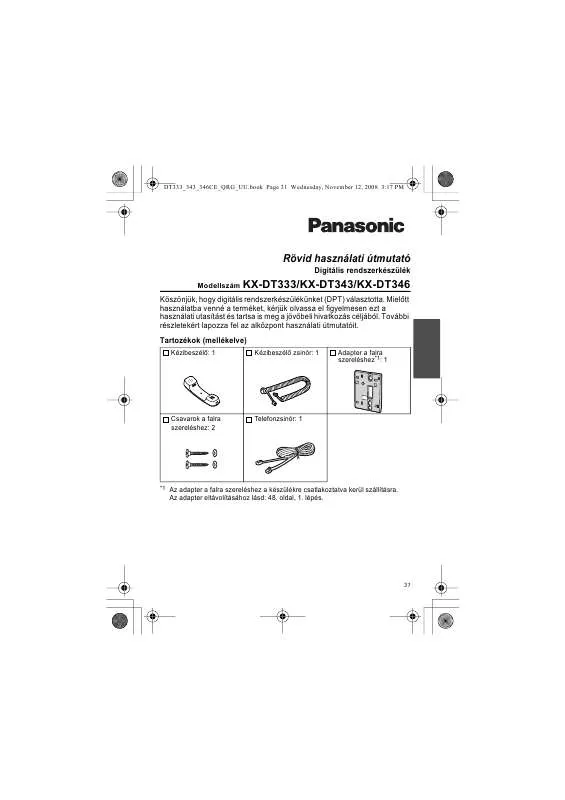Mode d'emploi PANASONIC KX-DT343