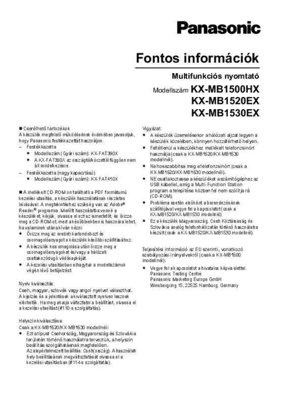 Mode d'emploi PANASONIC KX-MB1520
