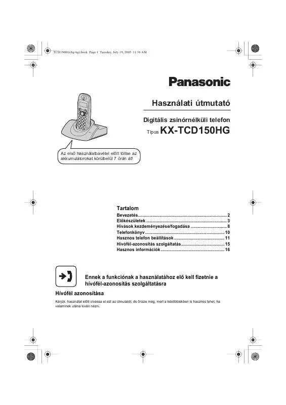 Mode d'emploi PANASONIC KX-TCD150HG