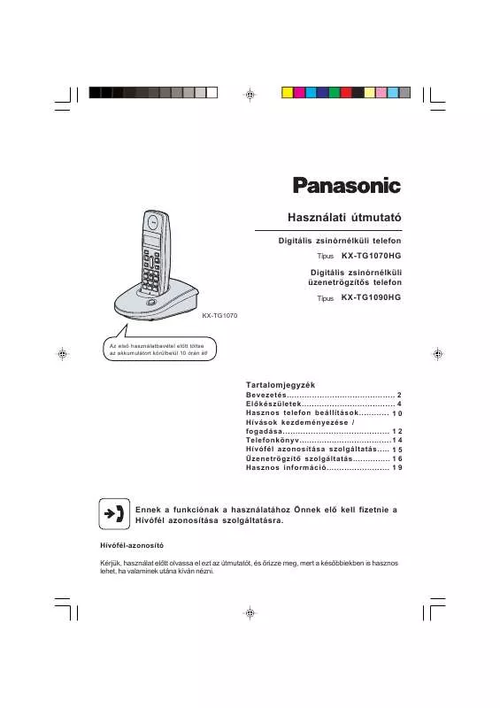 Mode d'emploi PANASONIC KX-TG1070HG