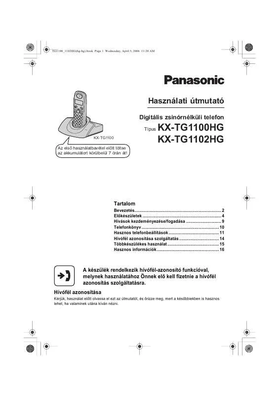 Mode d'emploi PANASONIC KX-TG1100HG