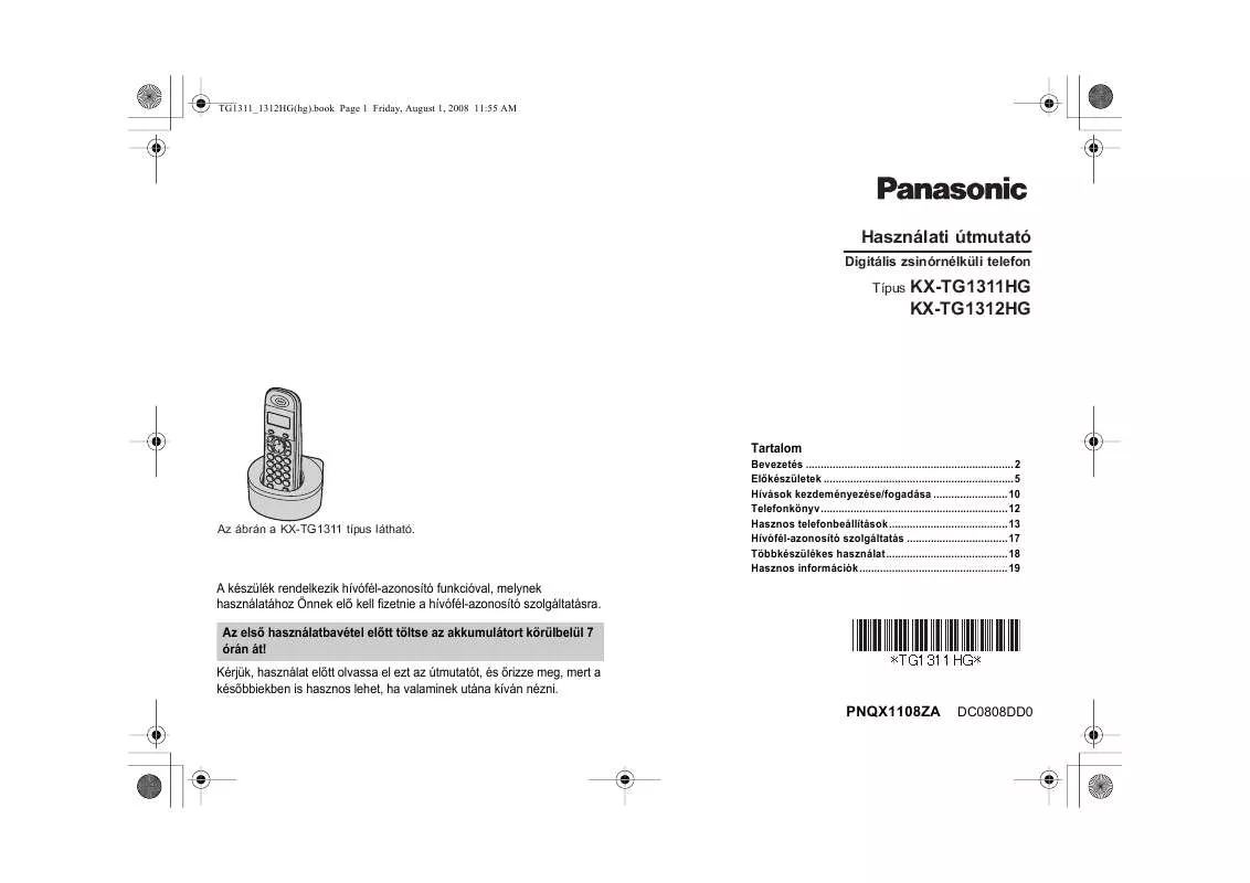 Mode d'emploi PANASONIC KX-TG1312HG