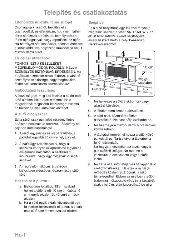 Mode d'emploi PANASONIC NN-CT850WEPG