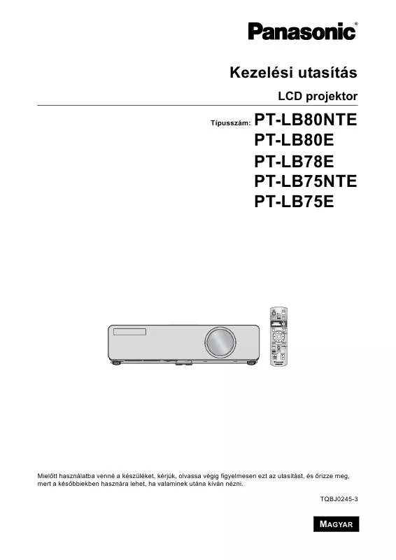 Mode d'emploi PANASONIC PT-LB80NTE